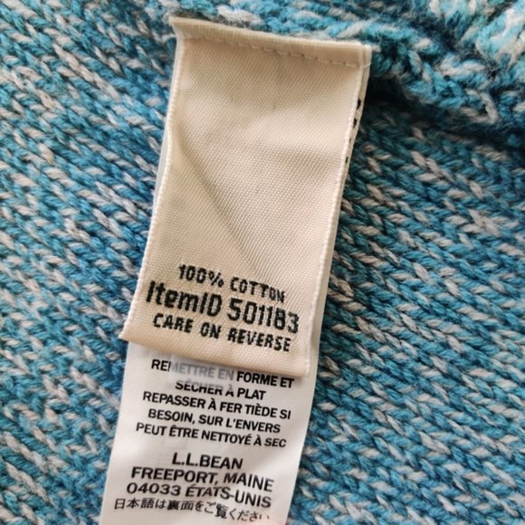 LL Bean XOXO Blue White Knit Open Front Cardigan EUC sz S - Picture 6 of 14